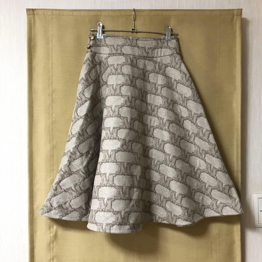 しーママ　　新品❕MaxMara 総柄　フレアスカート　カシミヤ　カシミア