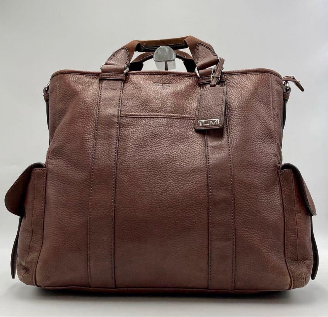 美品✨TUMI メンズ ビジネス タオス 6890D オールレザー ブラウン 茶