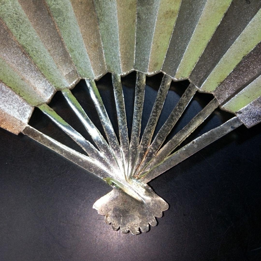 金属製？　松竹梅　扇子　せんす　扇　おうぎ　慶事・吉祥のシンボル　※台座なし