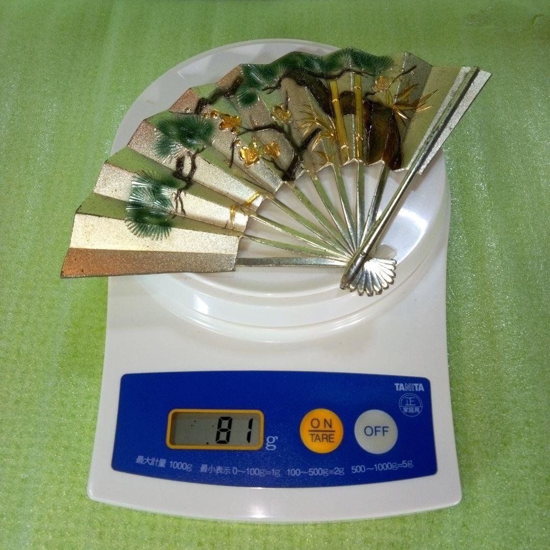 金属製？　松竹梅　扇子　せんす　扇　おうぎ　慶事・吉祥のシンボル　※台座なし