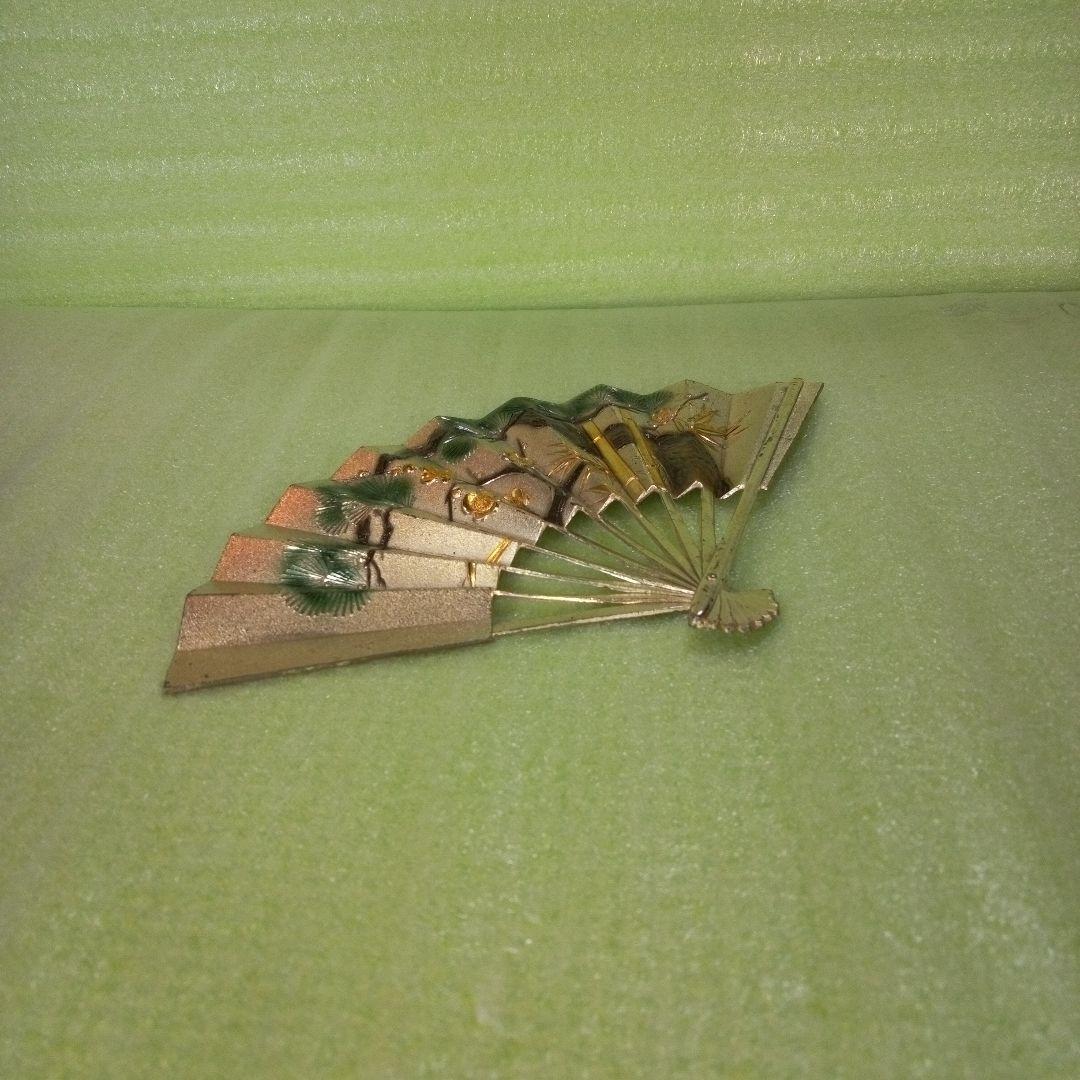 金属製？　松竹梅　扇子　せんす　扇　おうぎ　慶事・吉祥のシンボル　※台座なし