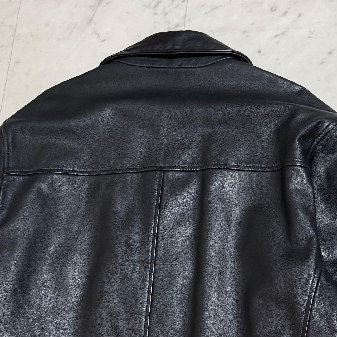 【オーバーサイズ 3L相当】OLD GAP 90s レザーピーコート 本革 黒