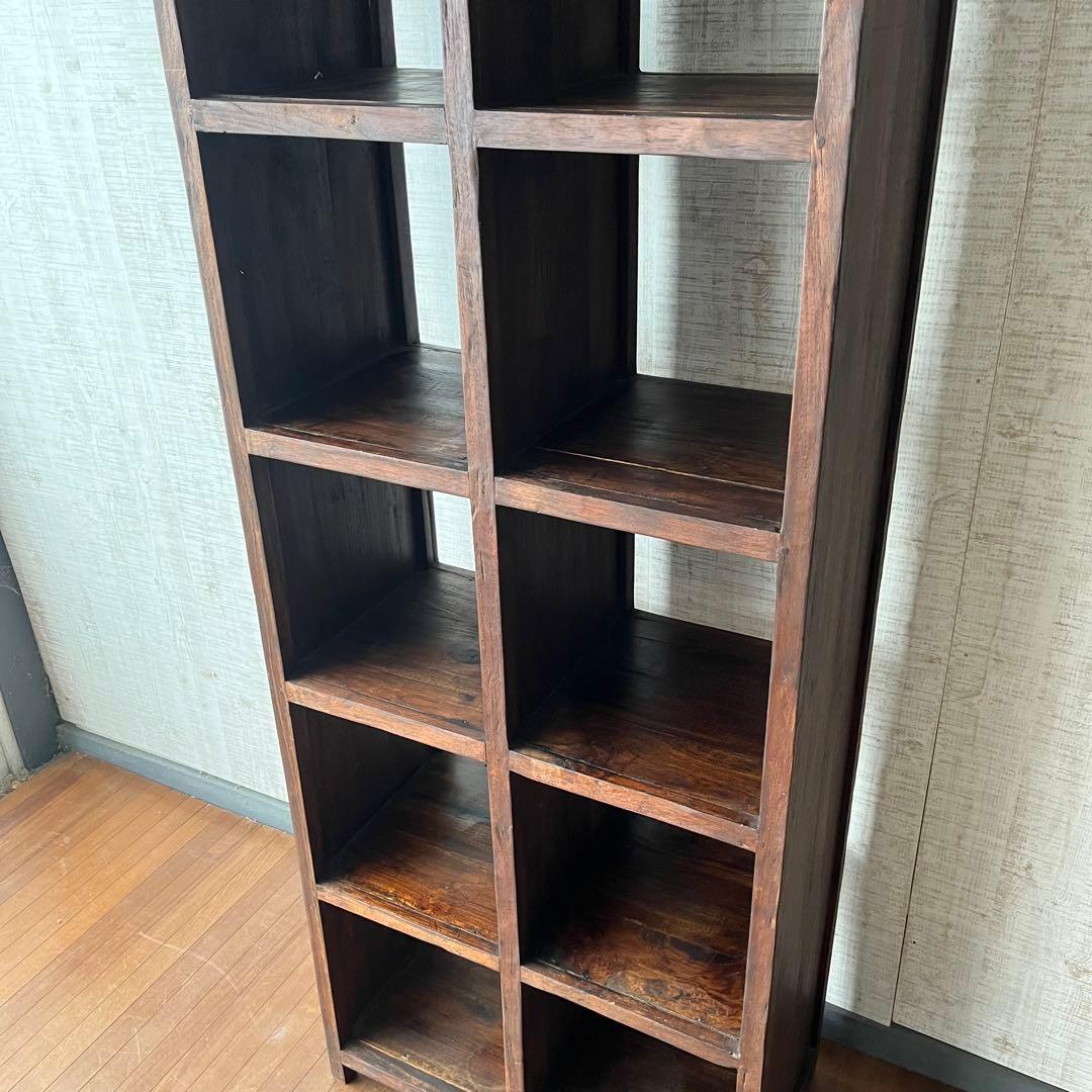 【アンティーク】木製 無垢材 ナチュラル オールドチーク 飾り棚 ラック 古家具