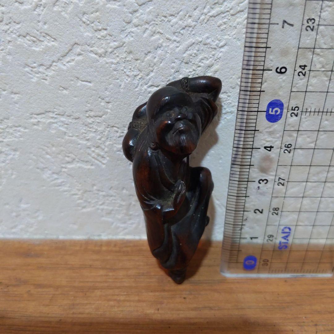 時代提げ物 江戸時代木彫根付 【瓢箪仙人】高さ約5.8cm 重さ約8ｇ 魔除け