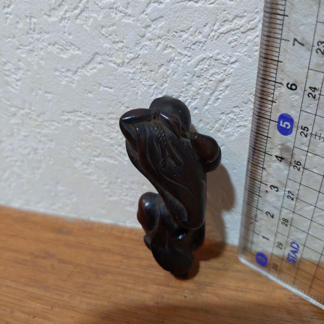時代提げ物 江戸時代木彫根付 【瓢箪仙人】高さ約5.8cm 重さ約8ｇ 魔除け