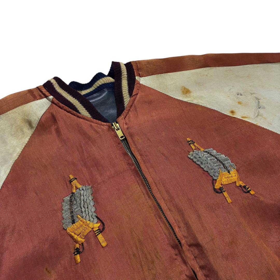 50s 60s KOREA サテン フェイクレザー スカジャン リバーシブル