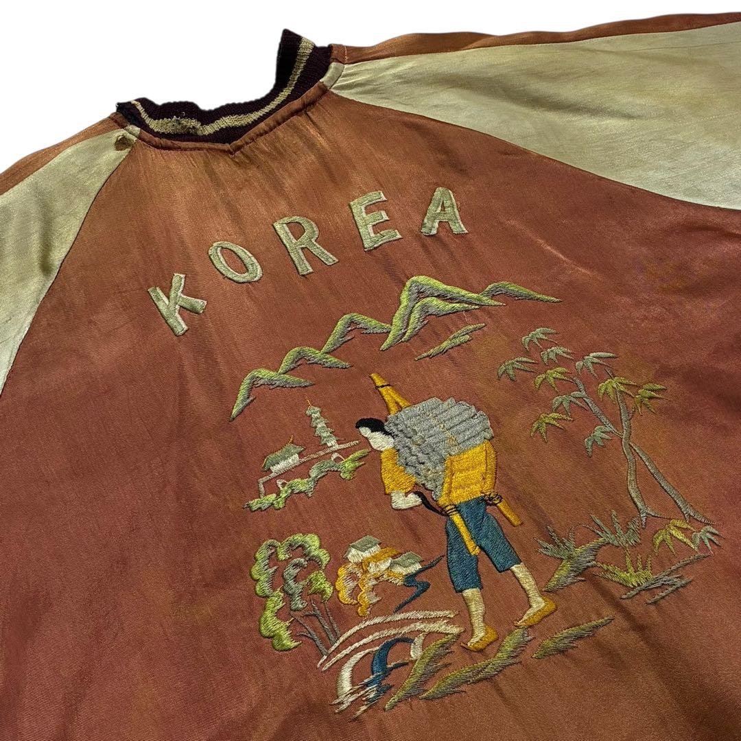 50s 60s KOREA サテン フェイクレザー スカジャン リバーシブル