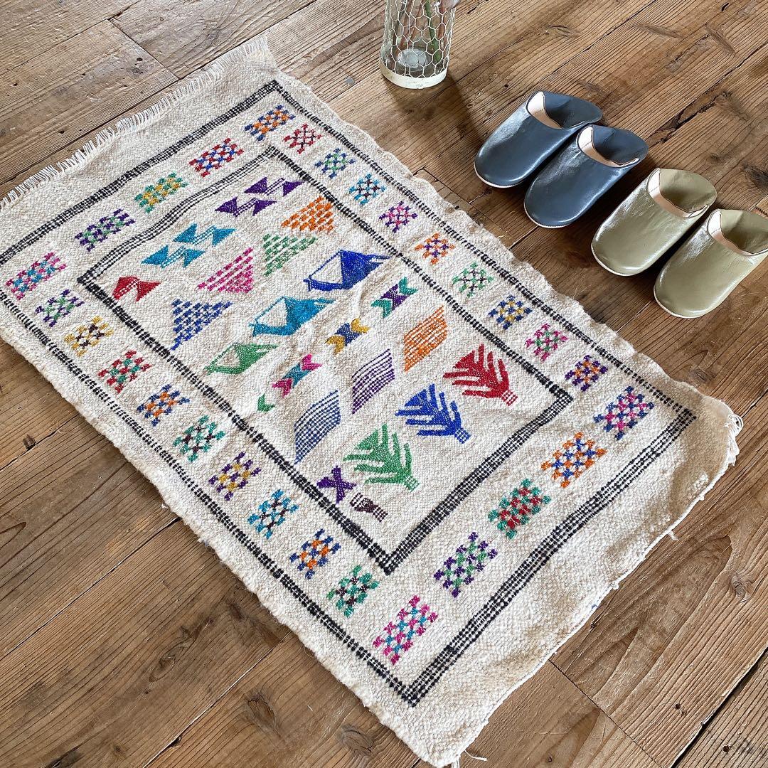 モロッコ ウール キリム ラグ 約60〜62×97 cm