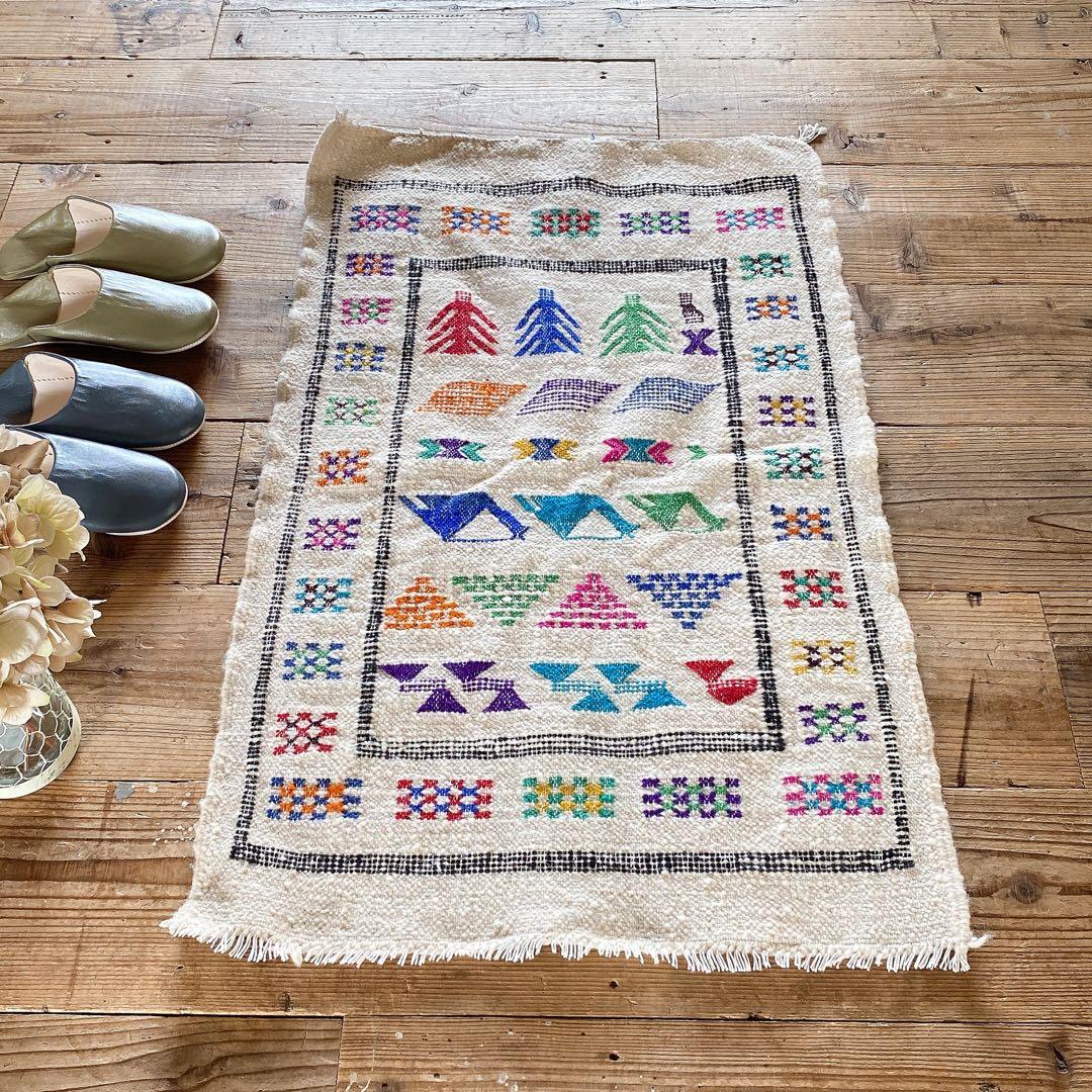 モロッコ ウール キリム ラグ 約60〜62×97 cm