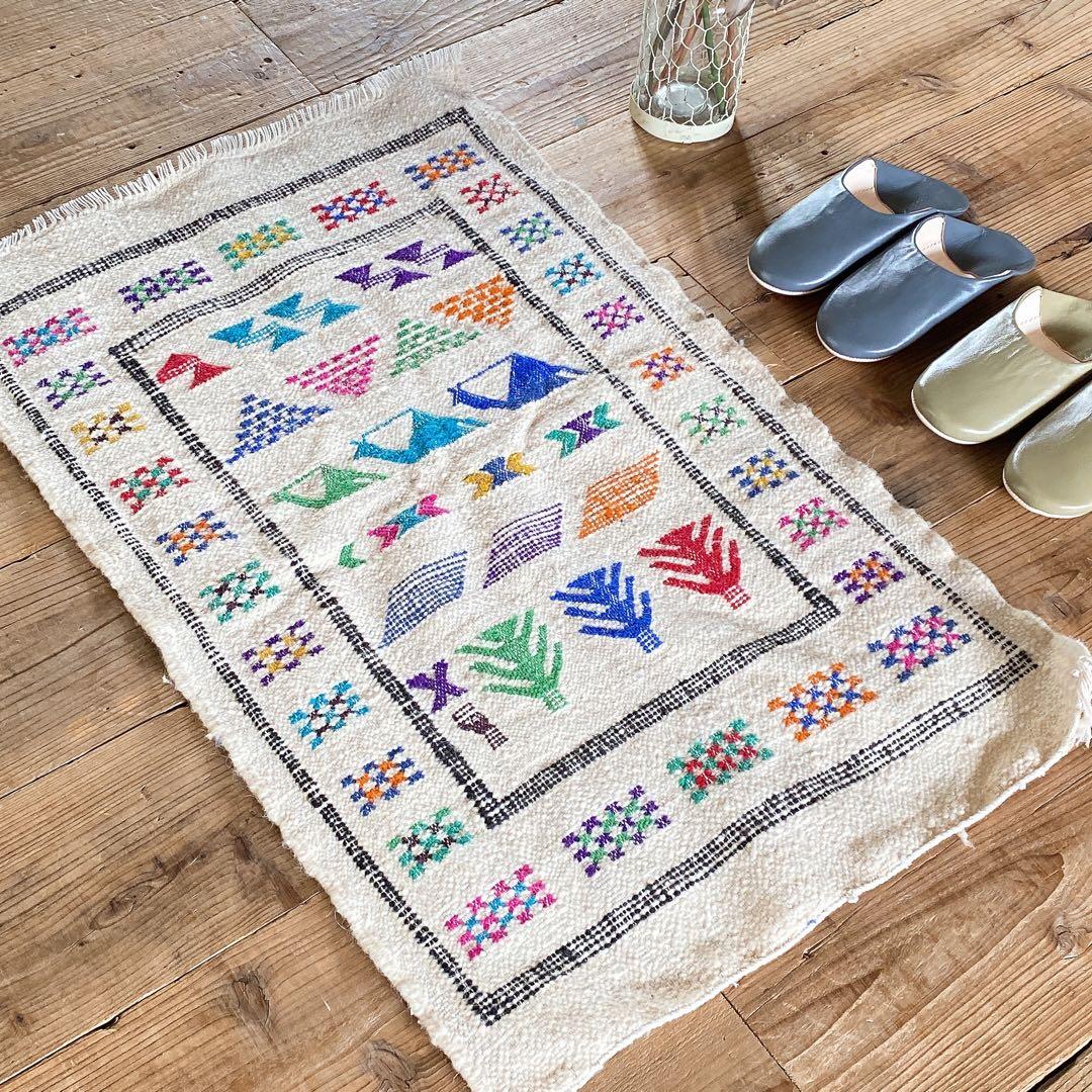 モロッコ ウール キリム ラグ 約60〜62×97 cm