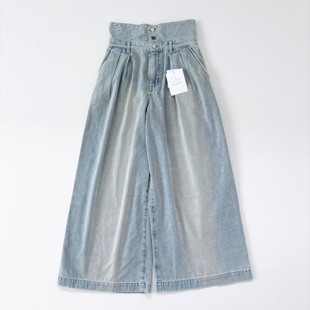 新品　La boutique BonBon ハイウエストバギーデニム S