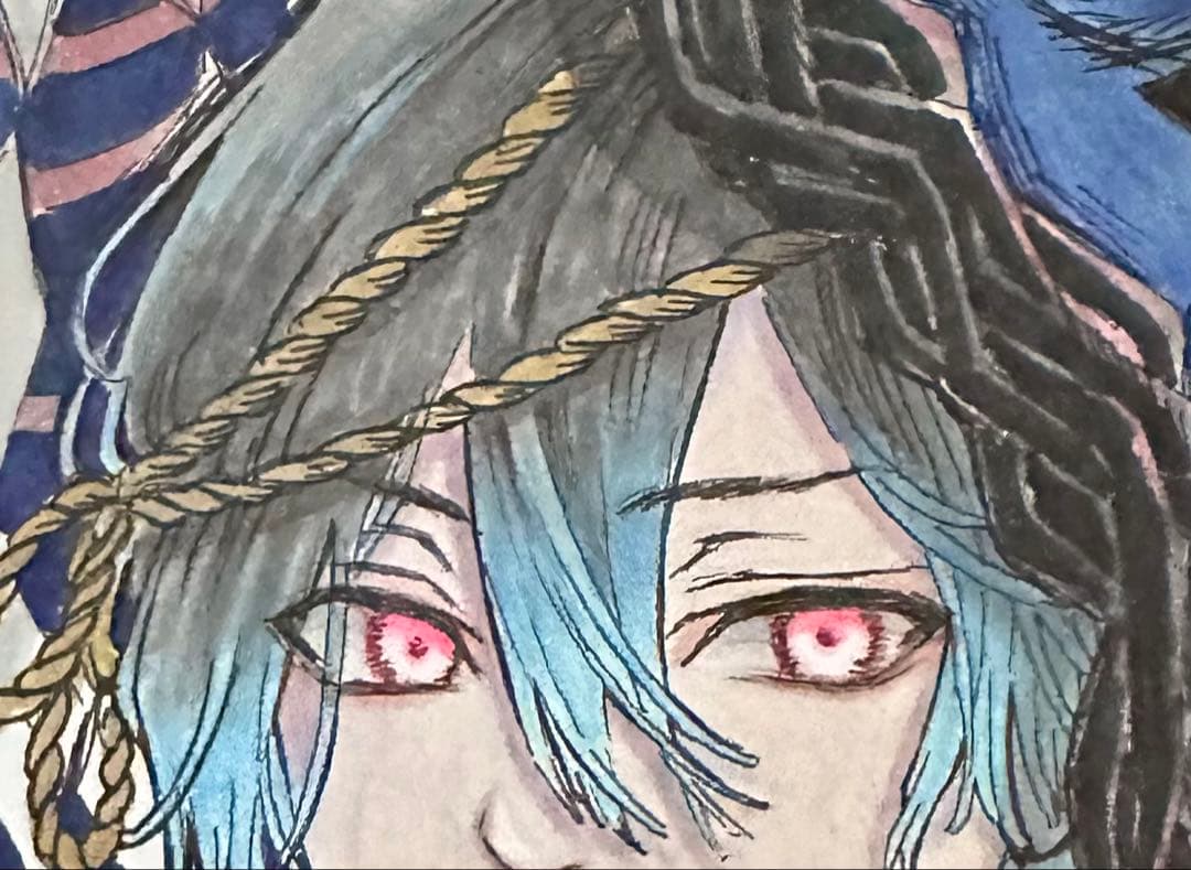 h*☆様 手描き イラスト オリジナル アナログ 色紙 男の子