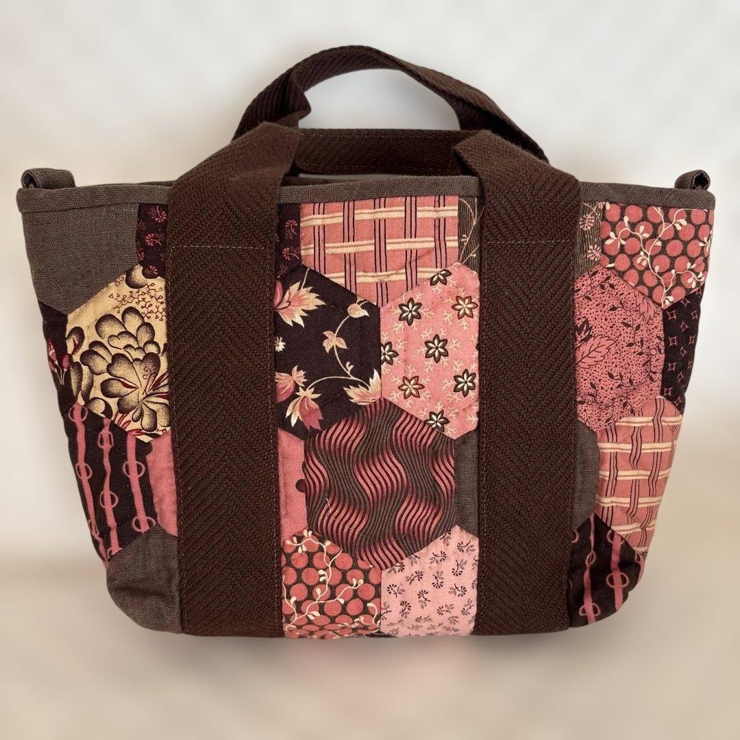 こうの早苗さん　キット完成品　ピンクのバッグ　生地