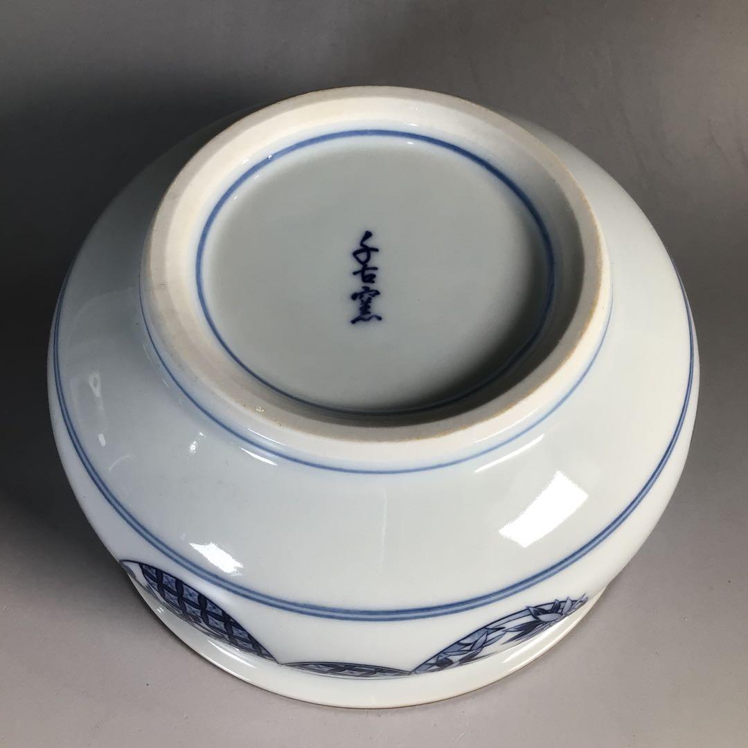 Ｎ１３１　皆具　『千古窯造』『染付花丸文』『水指　建水　蓋置　杓立』　共箱