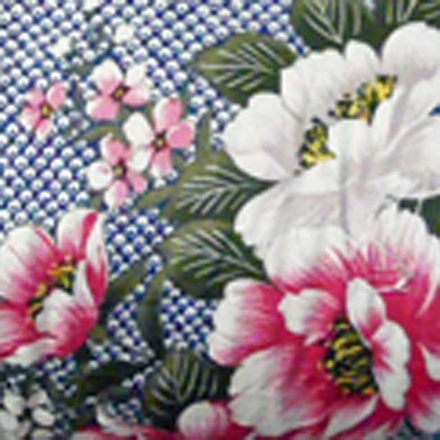 寝具 掛敷布団 シングル 和式 昔ながら 花柄 牡丹 ブルー(T08-1)