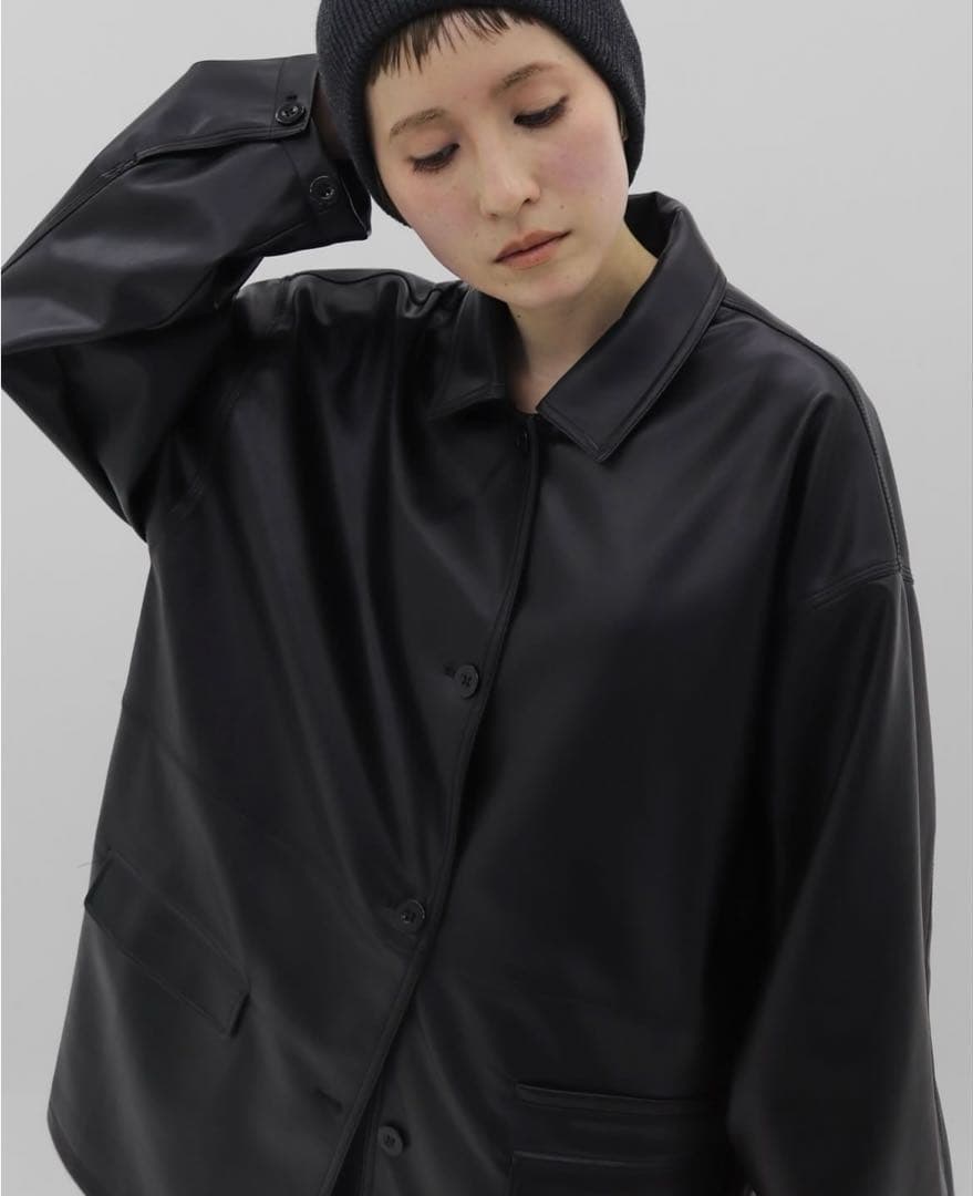 美品【lit】 Fake Leather Coveralls Jacket