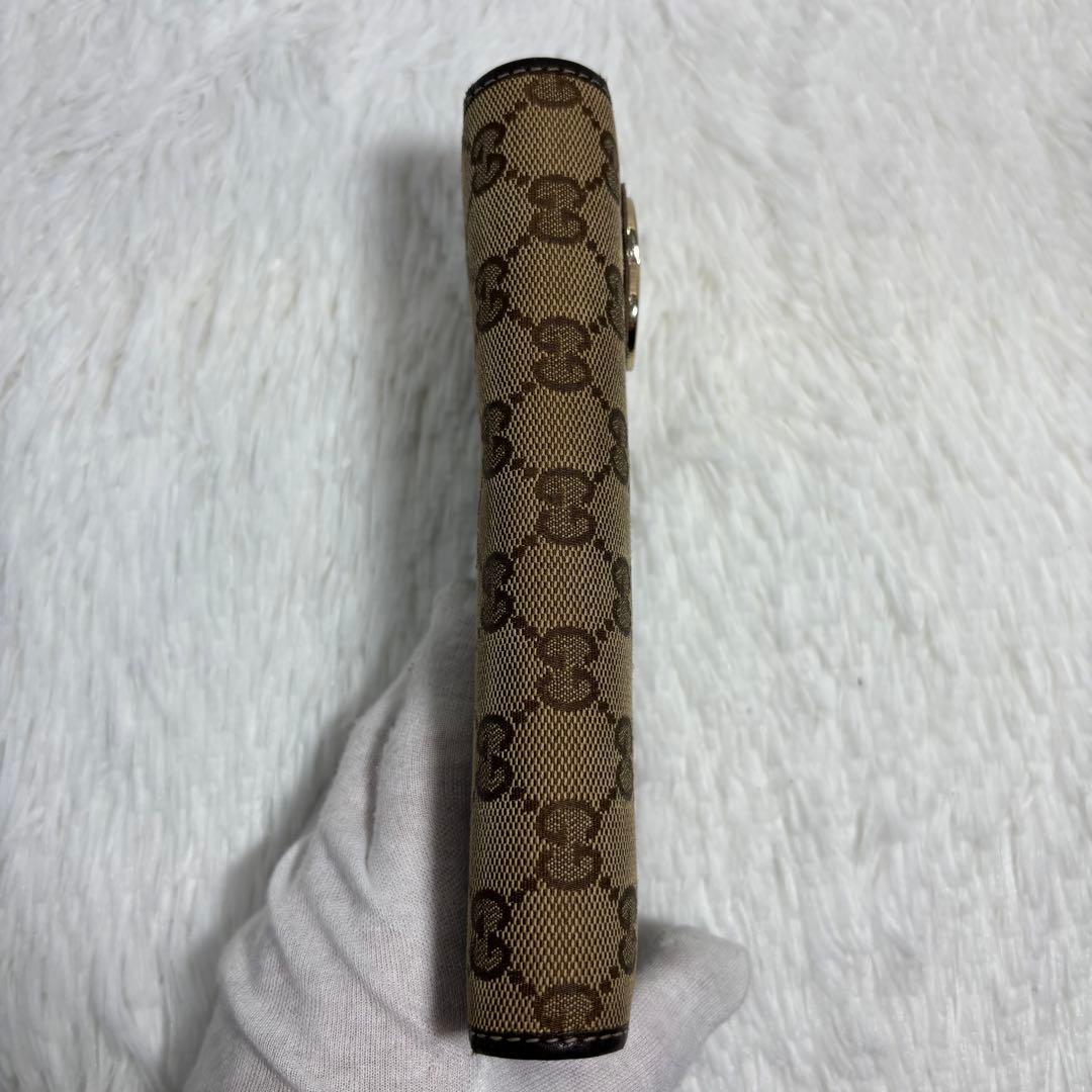 ✨美品✨ グッチ GGキャンバス インターロッキング ラブリーハート 長財布 茶