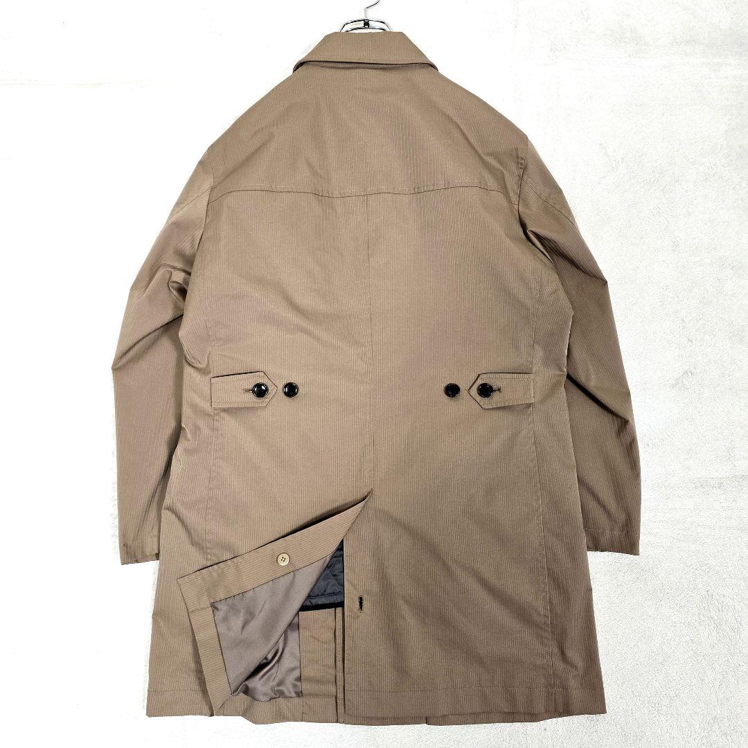 極美品 ジェイプレス ステンカラーコート ライナー付 ピンストライプ ベージュM