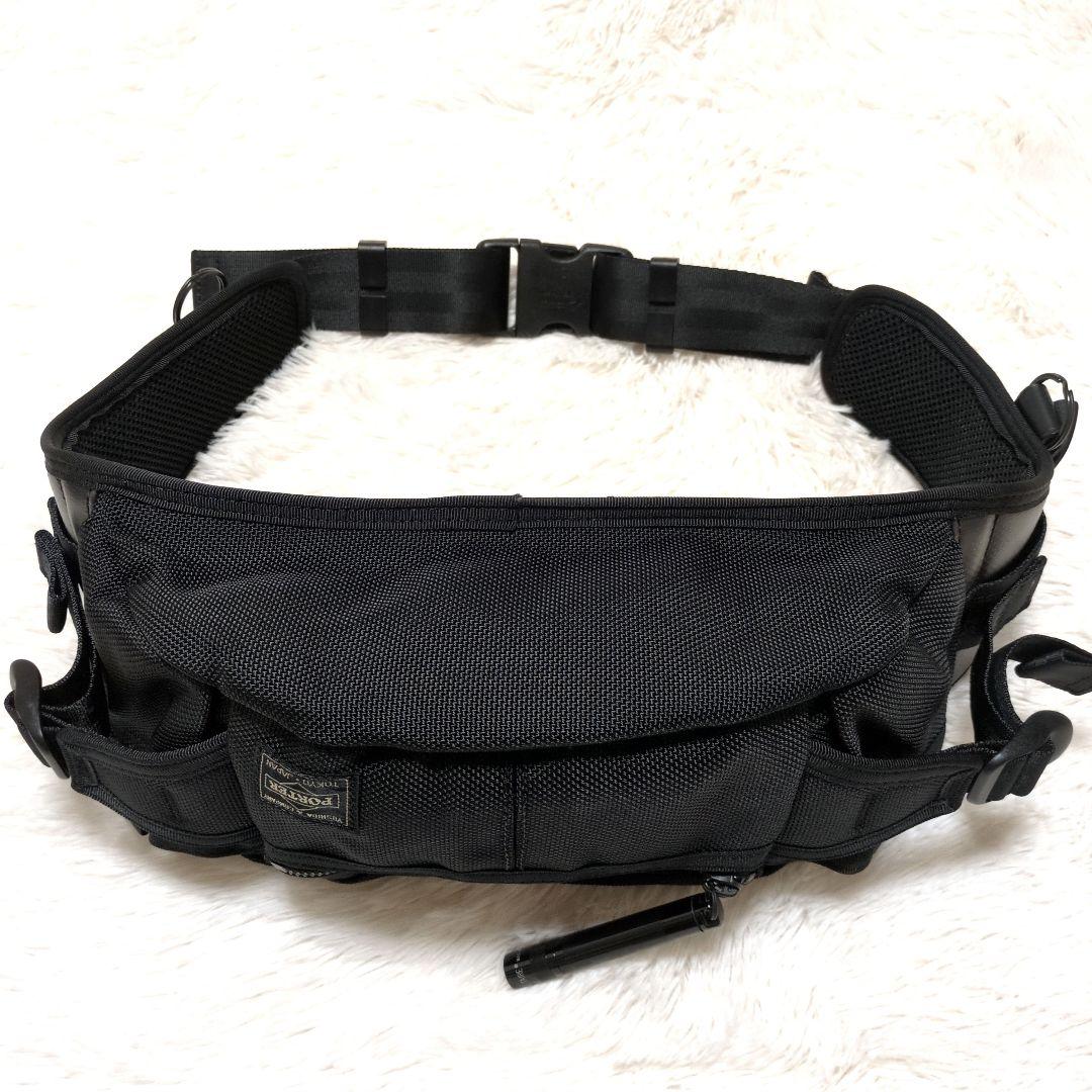 【新品同様】PORTER　HEAT　ウエストバッグ　S　黒　マグライト付き　人気