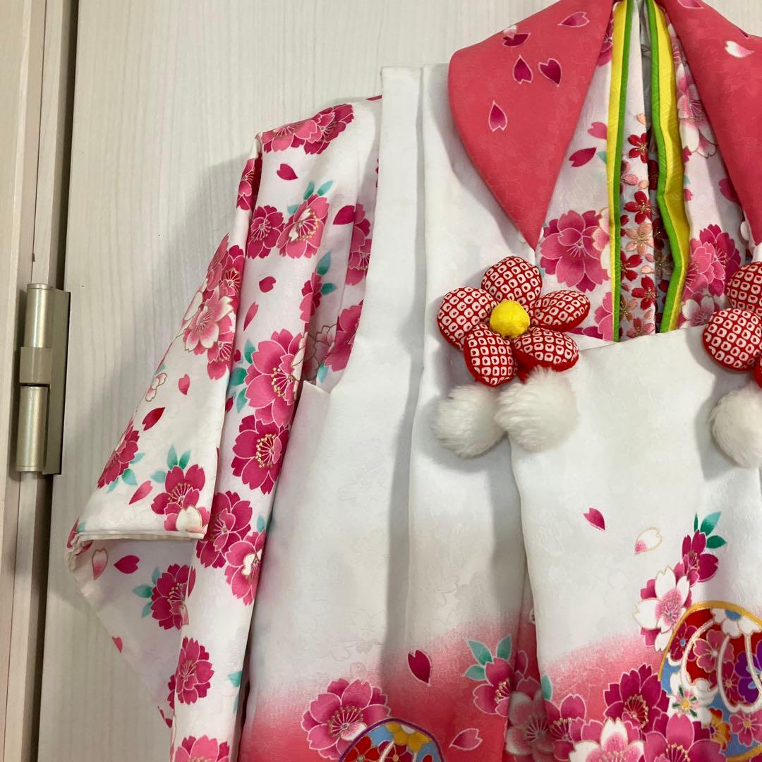 七五三用 花柄衣装 ピンクと白
