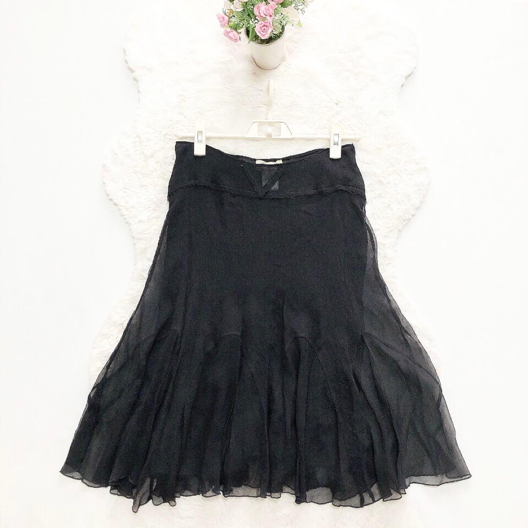 Blumarine*ブルマリン　シルク100%　シフォンスカート　フリル　38