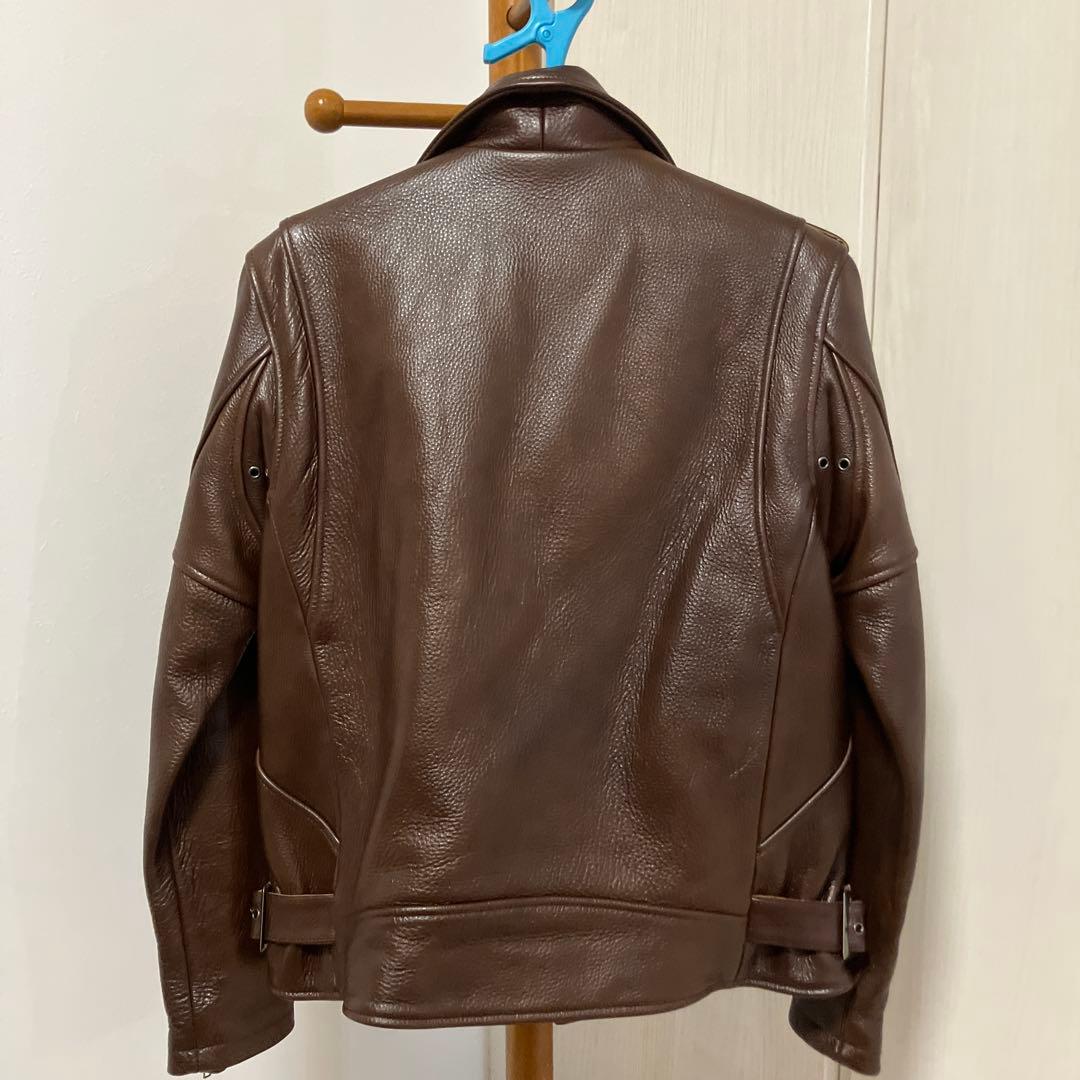 極美品　FORTIME ブラウン レザーダブルライダースジャケット2XL