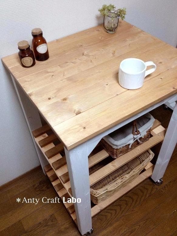 【サイズオーダー可】【引取可能】キッチンワゴン PC台 幅60cm LO/W