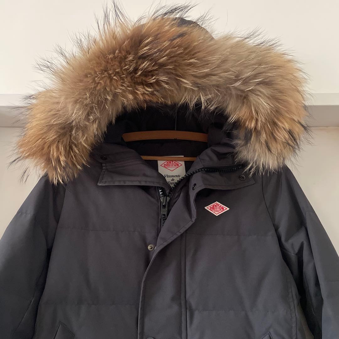 【美品】DANTON ダウンコート　34 グレー　ファー着脱可