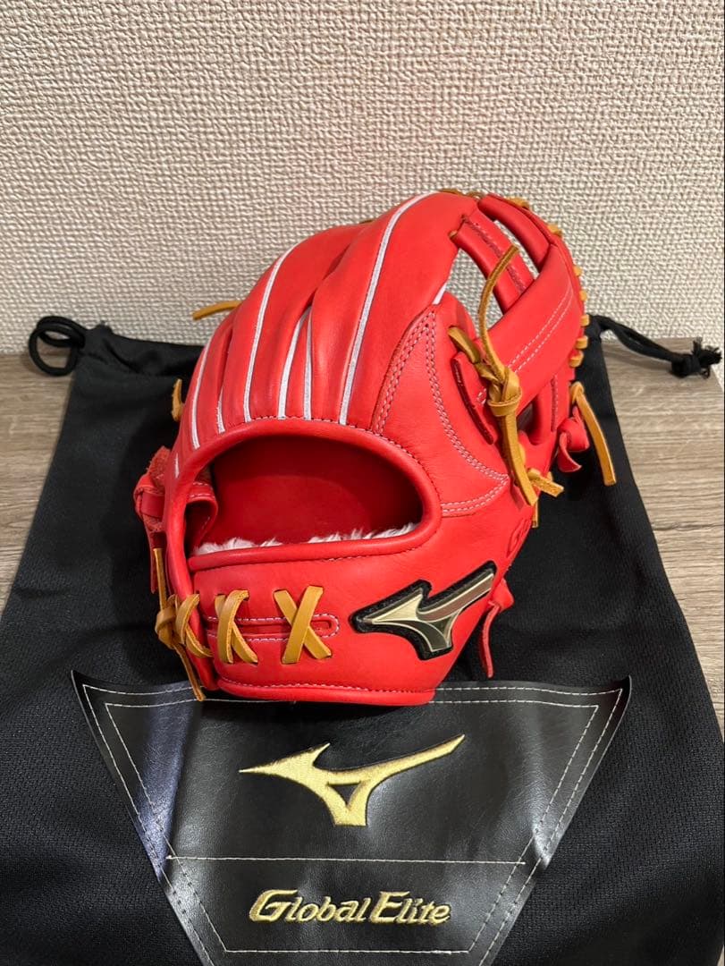 ミズノ グローバルエリート 軟式グローブ 赤 Global Elite 内野