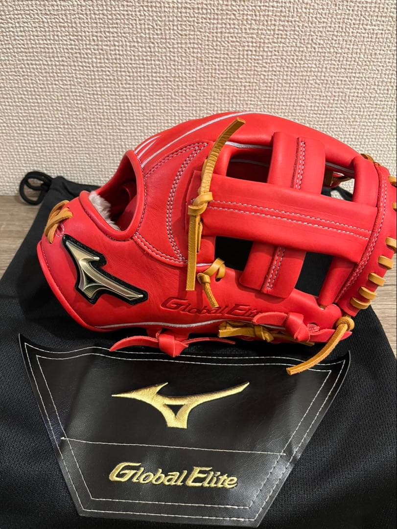 ミズノ グローバルエリート 軟式グローブ 赤 Global Elite 内野