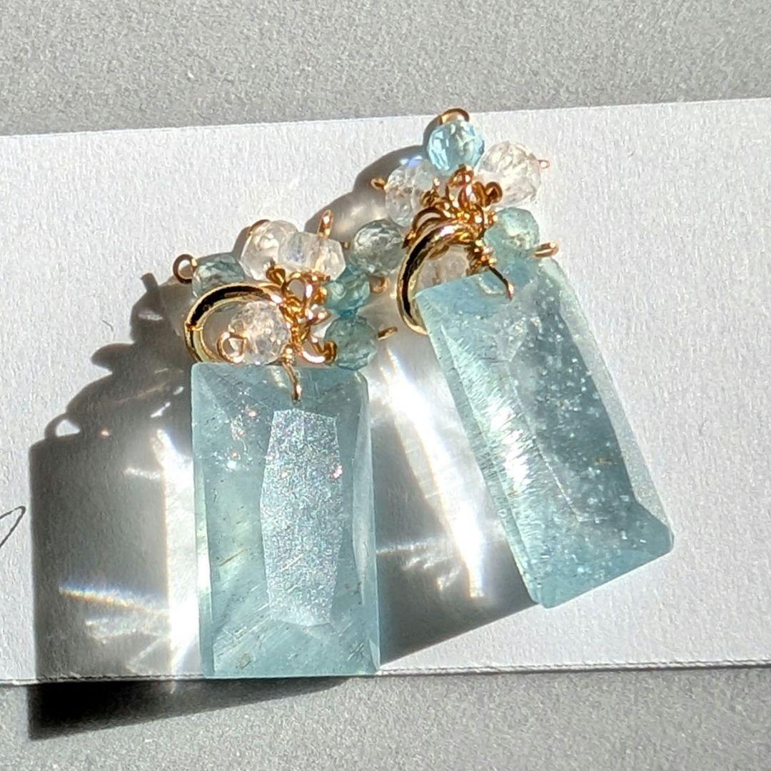 アイリスアゲート オパール ピアス