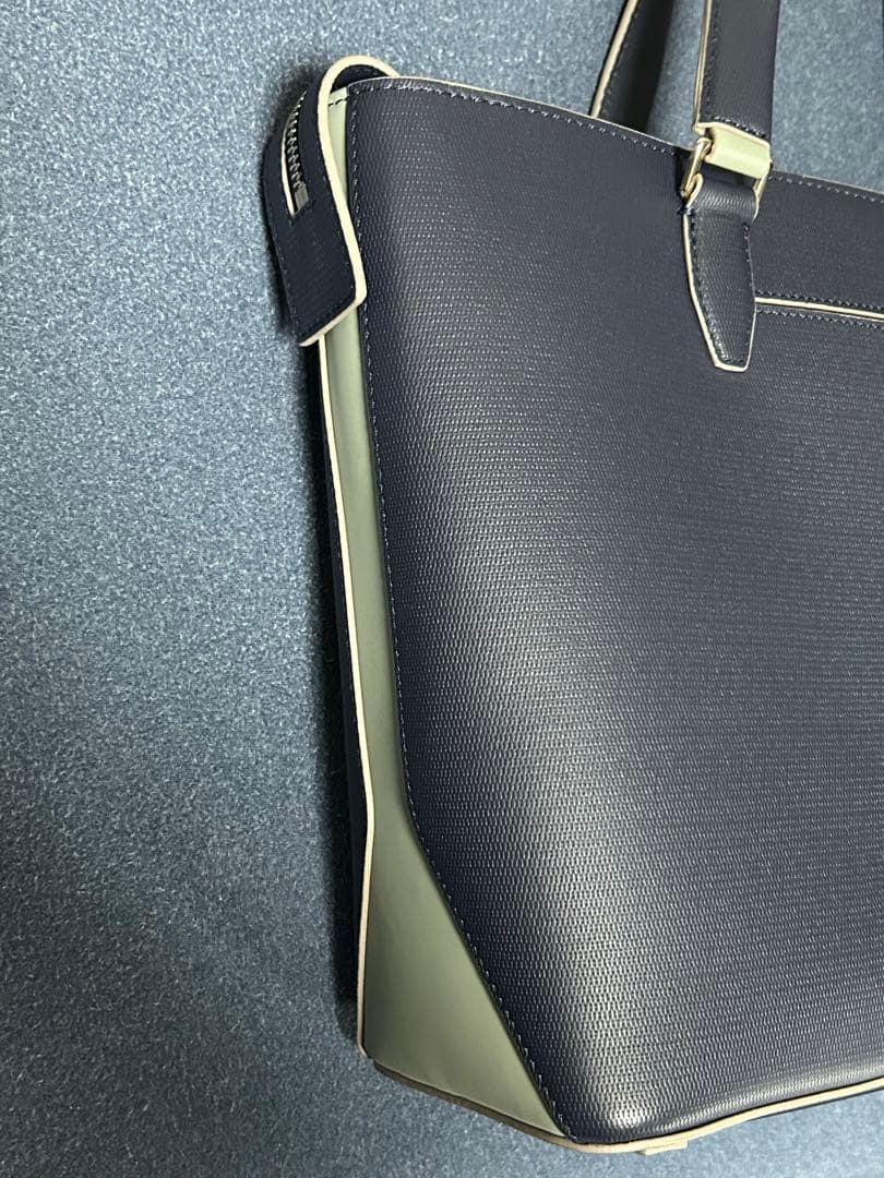 Paul Smith カラーブロックレザー トートバッグ バイカラー　ネイビー