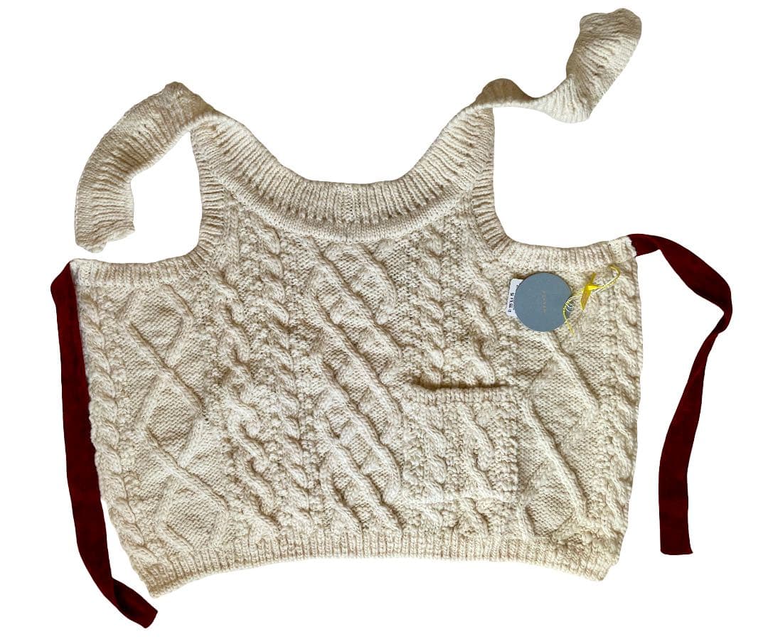 新品 ACASAM アカサム オフホワイト ニットエプロン 日本製