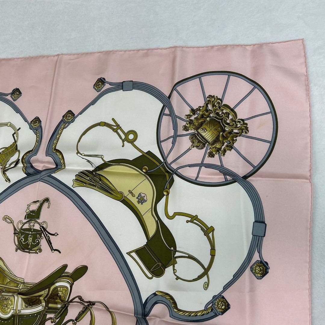 J685 美品 エルメス シルク100% スカーフ ピンク レディース