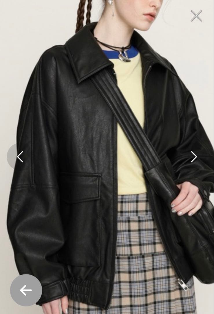 美品　SLY FAUX LEATHER ZIP UP ブルゾン　レザージャケット