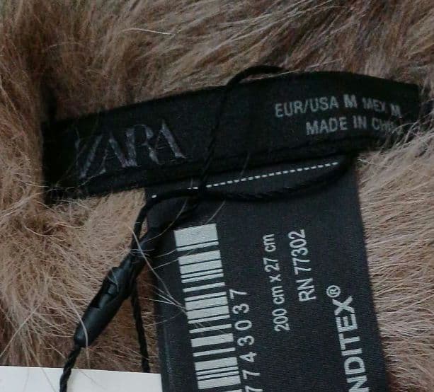 完売品 ZARA フェイクファー フリンジ付き プレーンスカーフ ストール