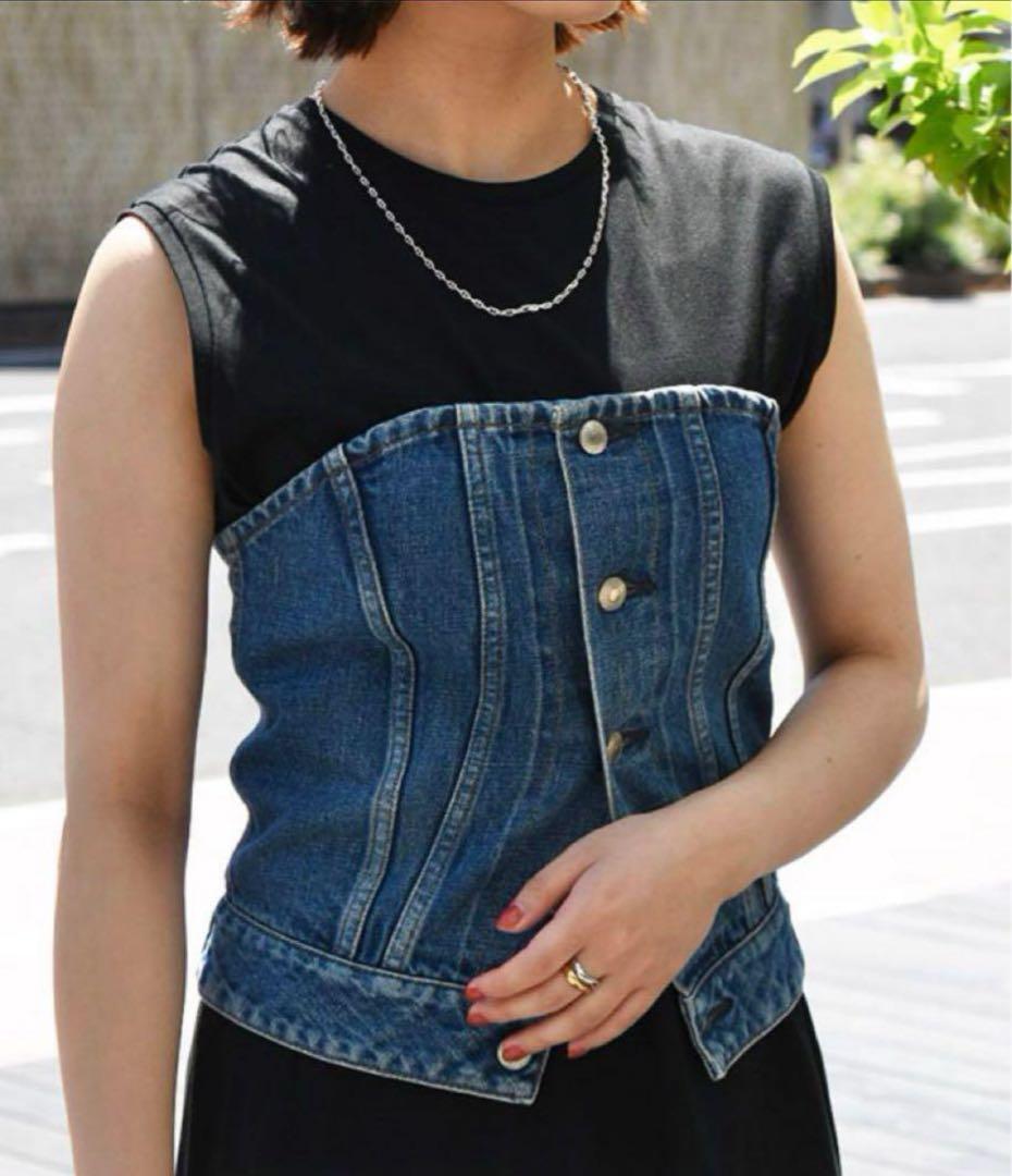 HYKE ハイク DENIM STRAPLESS TOP デニム ビスチェ