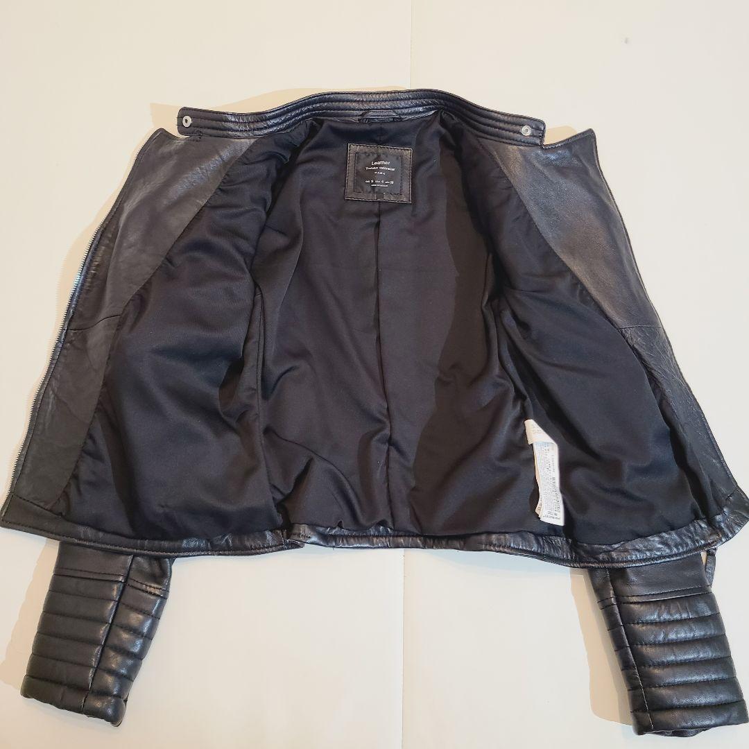 ZARA ダブルライダースジャケット ラムレザー 本革 バンドカラー Y2K