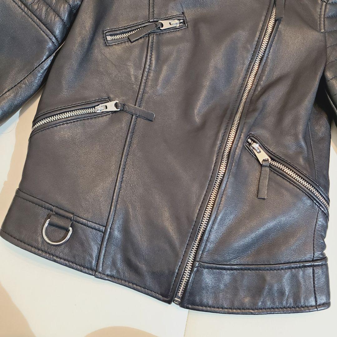 ZARA ダブルライダースジャケット ラムレザー 本革 バンドカラー Y2K