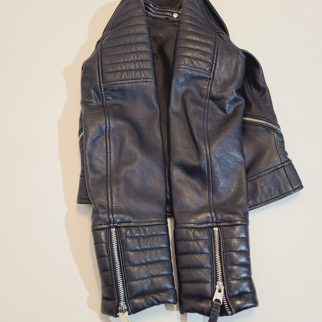 ZARA ダブルライダースジャケット ラムレザー 本革 バンドカラー Y2K