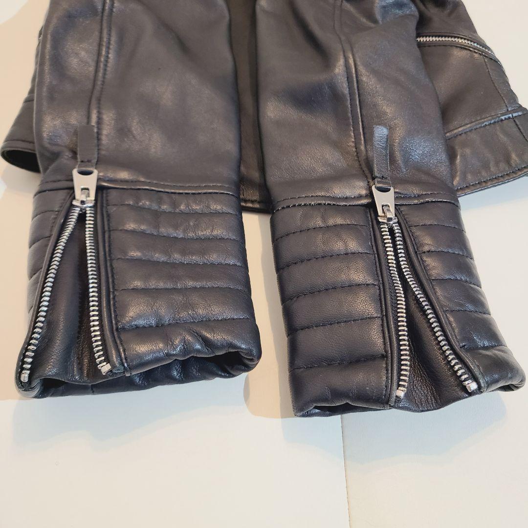 ZARA ダブルライダースジャケット ラムレザー 本革 バンドカラー Y2K
