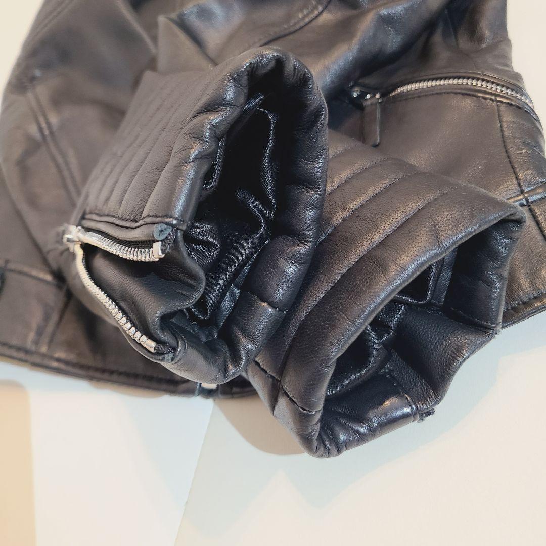 ZARA ダブルライダースジャケット ラムレザー 本革 バンドカラー Y2K