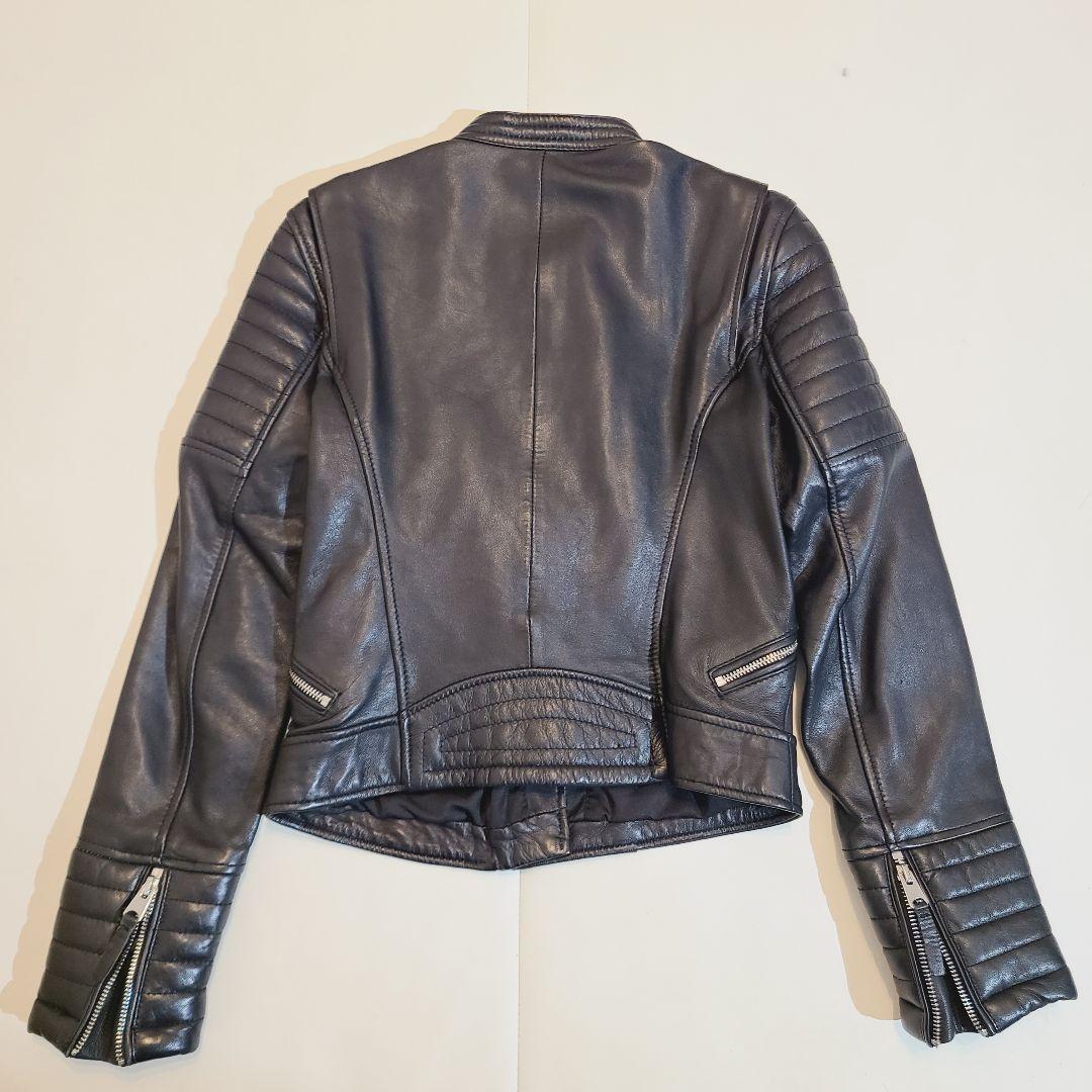 ZARA ダブルライダースジャケット ラムレザー 本革 バンドカラー Y2K