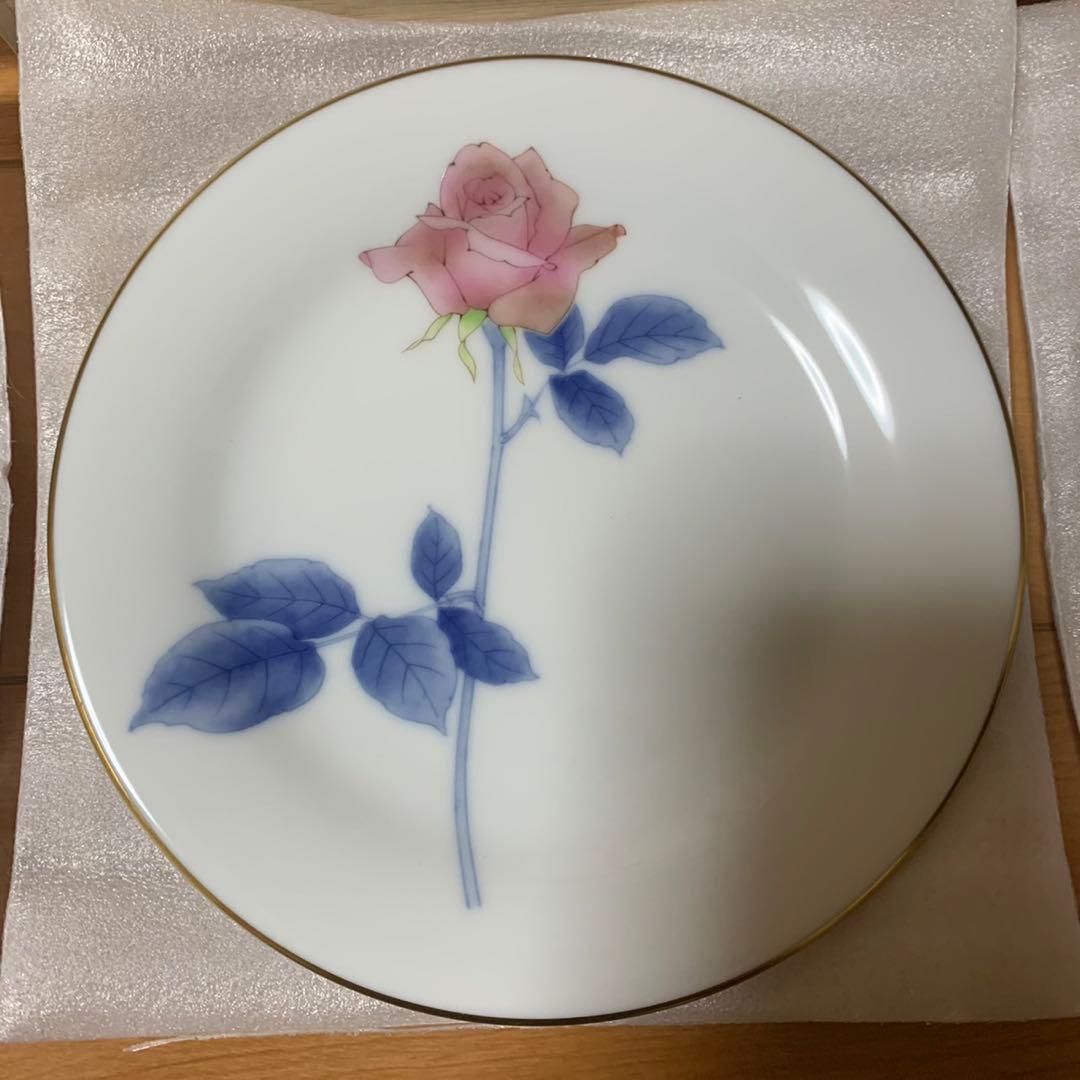 新品 香蘭社 ローズ バラ 薔薇 金彩 デザートプレート 皿 5枚