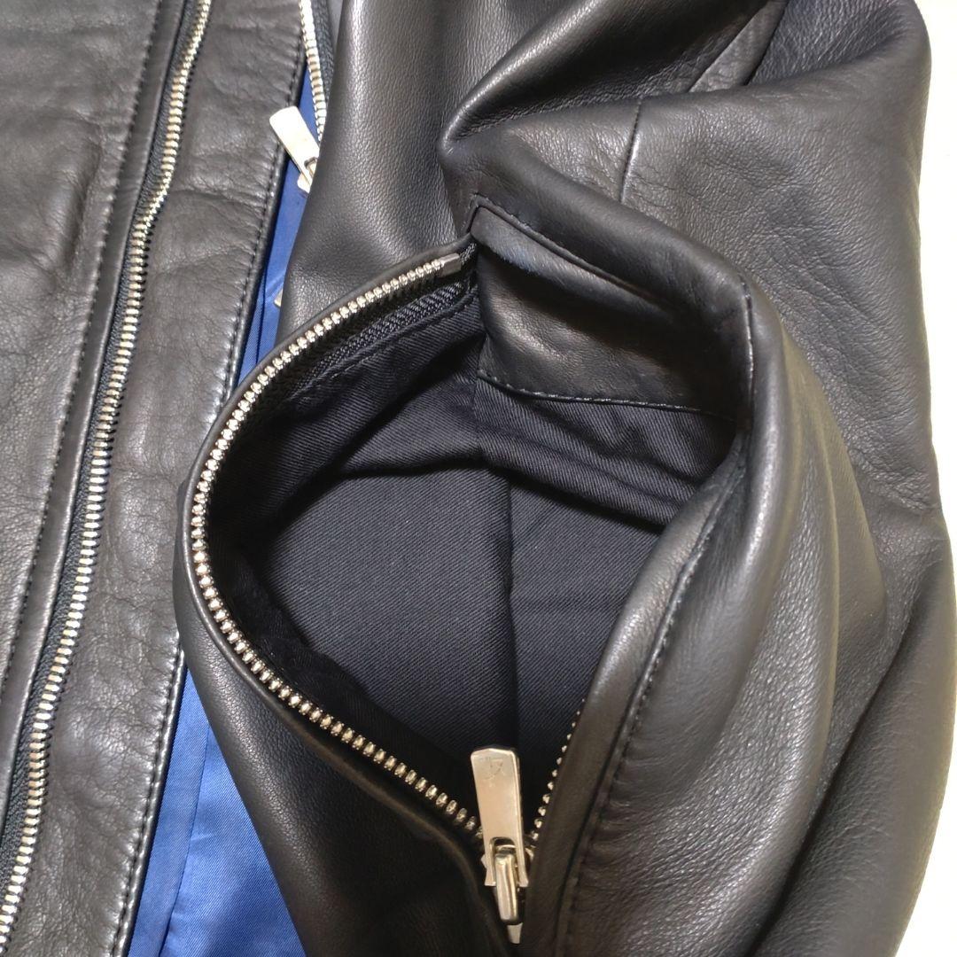 ABAHOUSE 本革 ノーカラージャケット ブラック レディース L相当