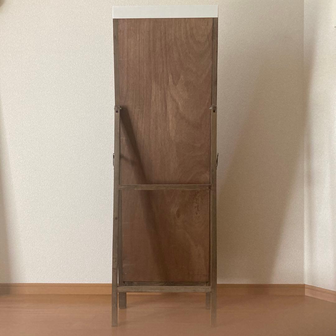 アンティーク スタンドミラー 姿見 ドア風 木製 扉付き ヴィンテージ 鏡