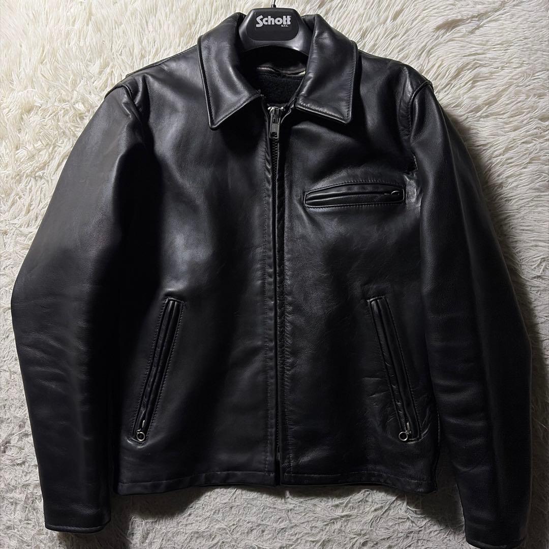 【米国製】schott ライダースジャケット 642 本革　黒　36 USA製