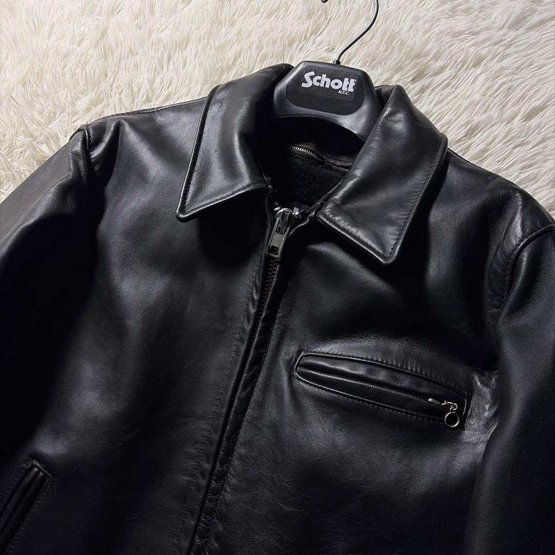 【米国製】schott ライダースジャケット 642 本革　黒　36 USA製