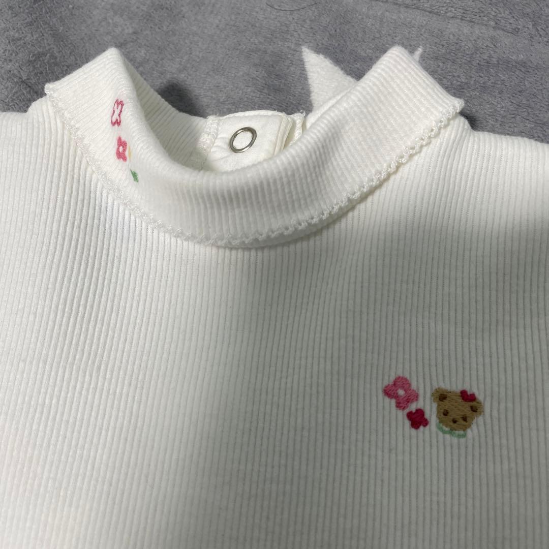 美品familiarファミリア♡ジャンバースカート＆綿タートルブラウスSET90