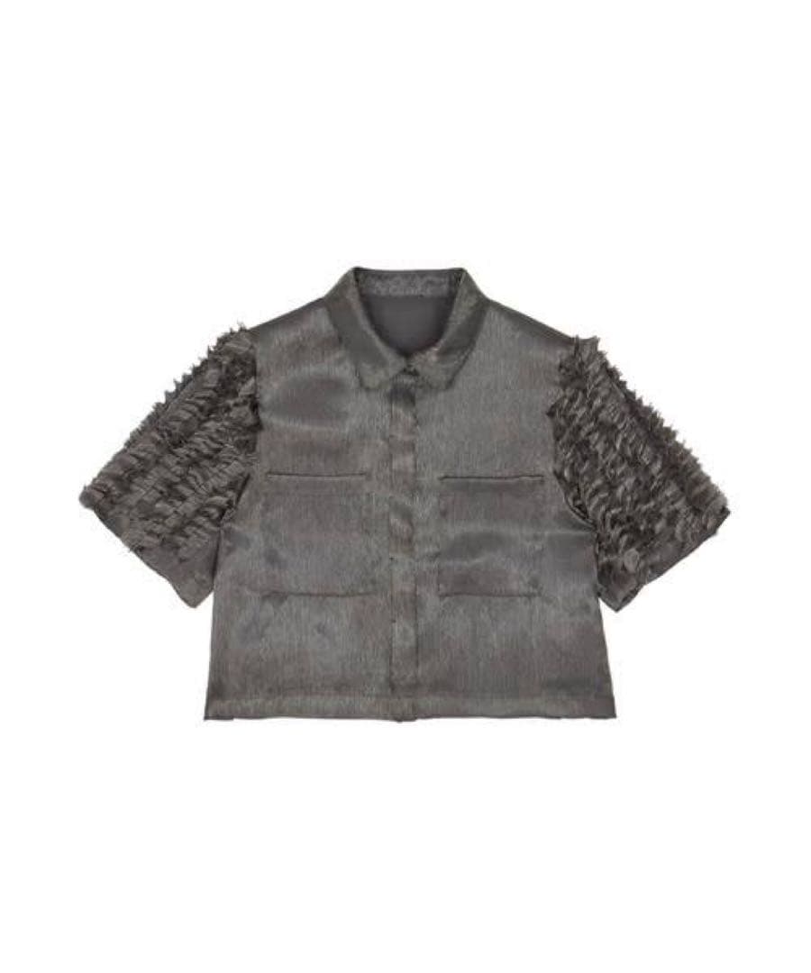 FRILL SLEEVE SHEER SHIRT シルバー　Sサイズ